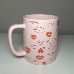 Starbucks Valentine’s Day 2021 rare lips with hearts pink with red mug